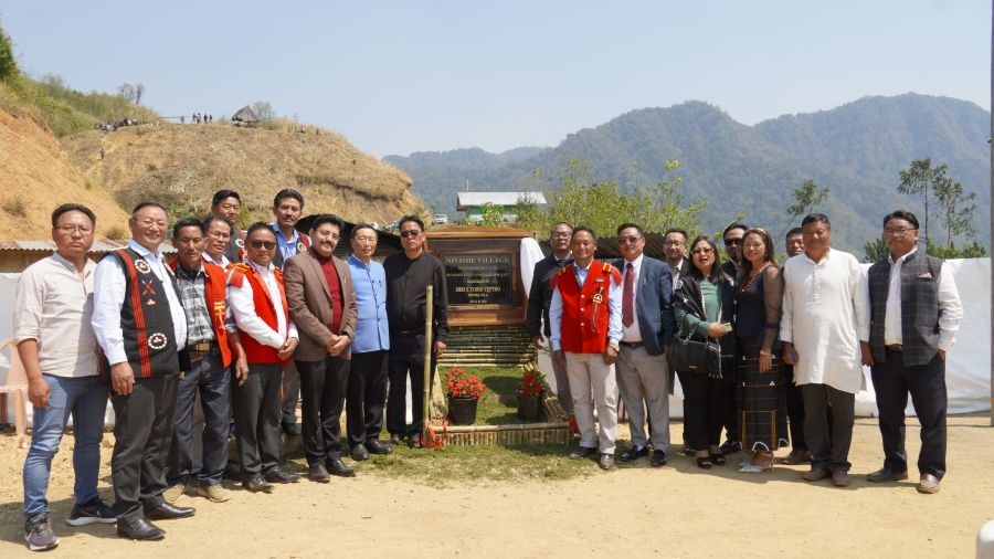 Officials during the inauguration of Nivishe village under Suruhuto constituency on April 12.